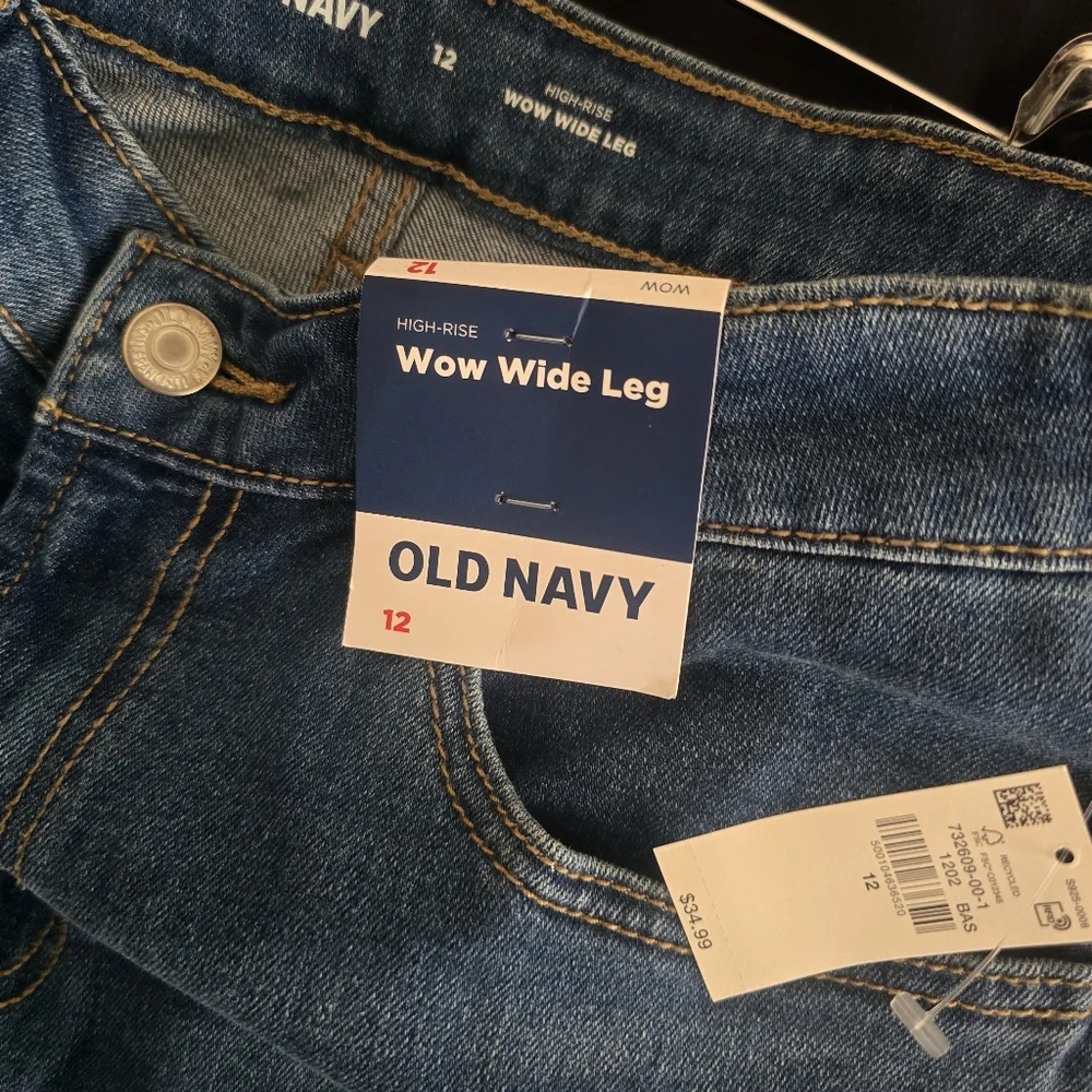 NWT- Old Navy Wow Wide Leg High-Rise Jean Size 12 - Picture 2 of 4